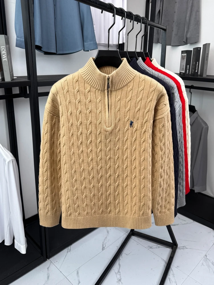 Hochwertige Markenmode 2026 Retro Stehkragen Reißverschluss Bestickter Pullover Personalisierter Exquisiter Jacquard Herbst-Winter-Strickwaren – Detail 14