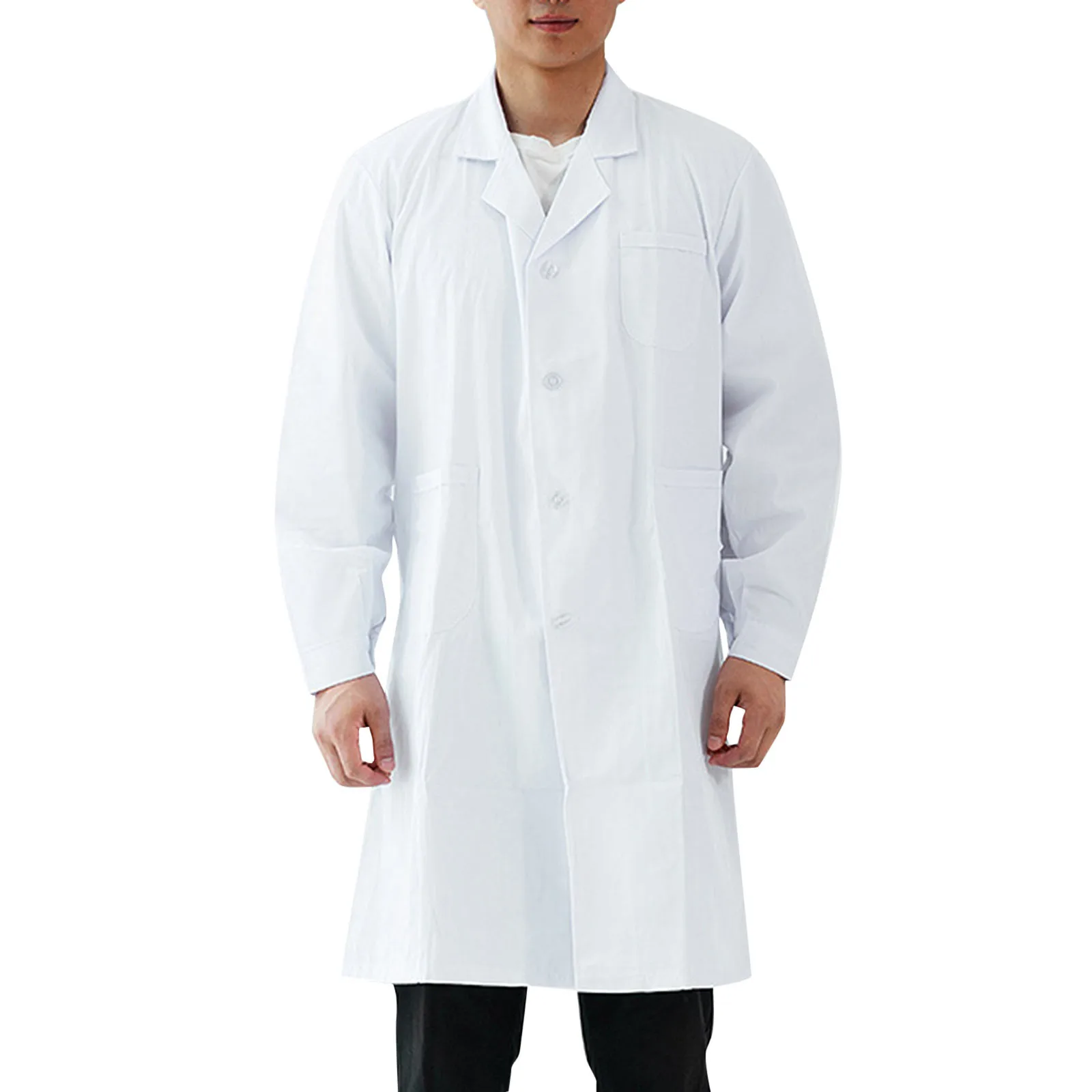 

Doctors Clothing Men Long Shirt White Long Sleeved Lapel Shirt Medical Hospital Shirt Laboratory Working Uniform Men And Women