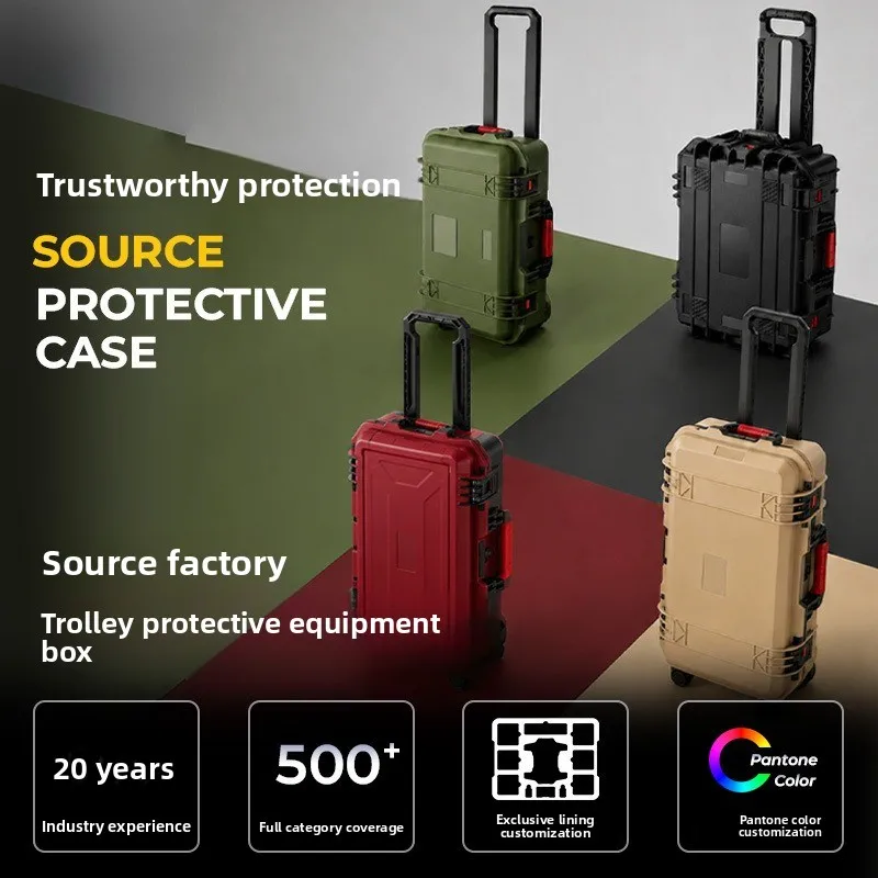 Waterproof Shockproof Protective Hard Case With Pull Rod, Camera Equipment Storage Box Drone Carry Case For Photography Gear