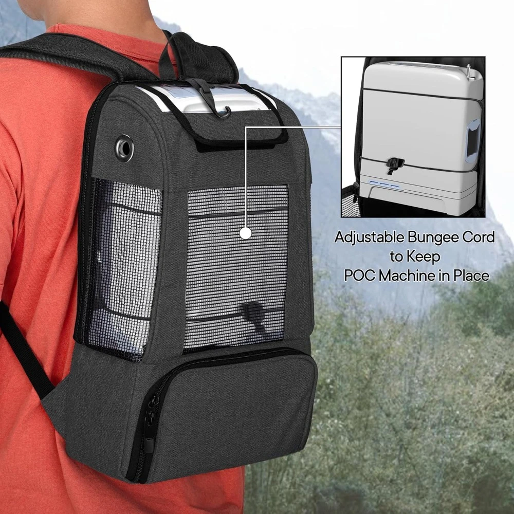 

Portable Oxygen Concentrator Backpack Carrying Bag with Mesh Panels for Travel