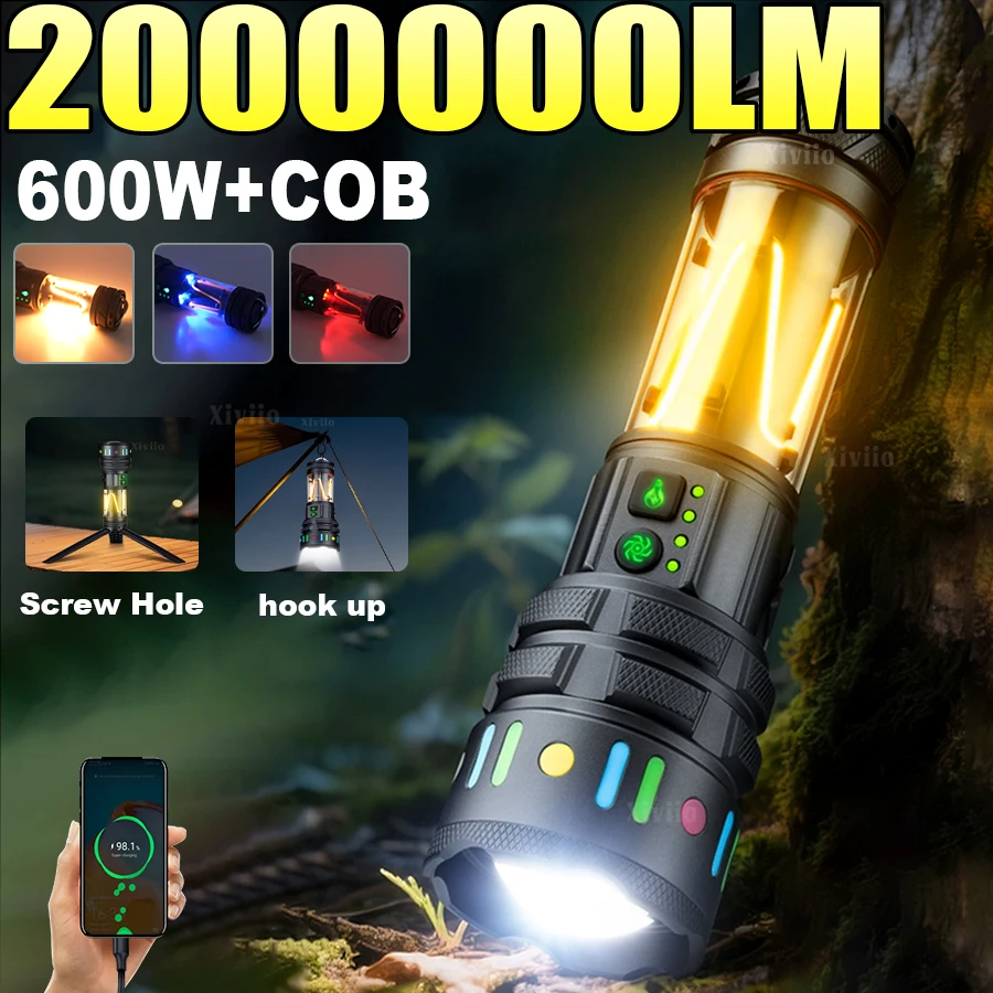 2000000lm-ハイパワー-led-懐中電灯-type-c-充電式-cob-懐中電灯-サイドライト付きトーチ-キャンプ-釣り-ハイキング-ズームランタン
