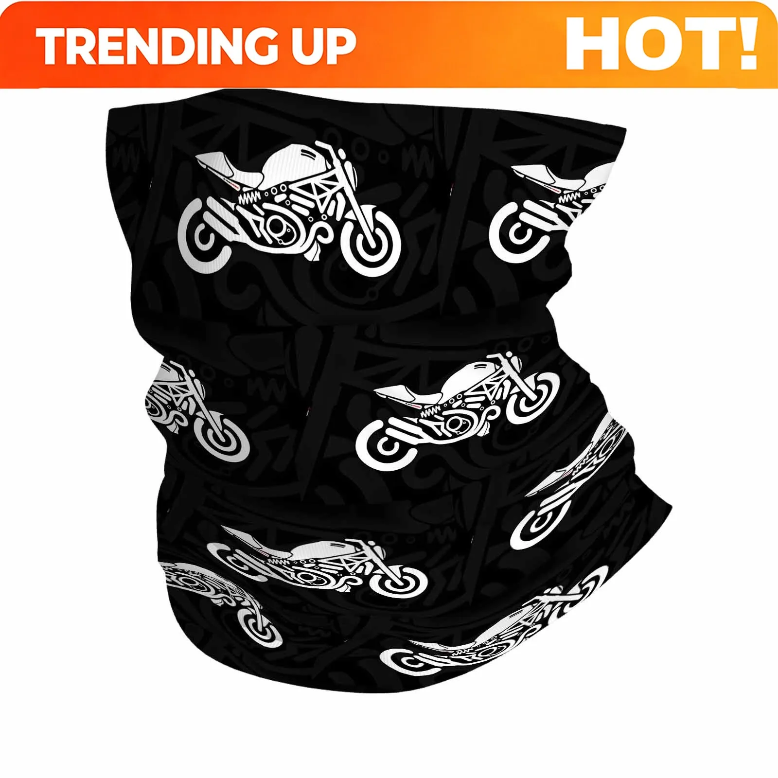 Customization B&w Motorcycle, Repeated Pattern, Dark Background Novel Design Multi Functional Print Scarf Suitable Outdoor