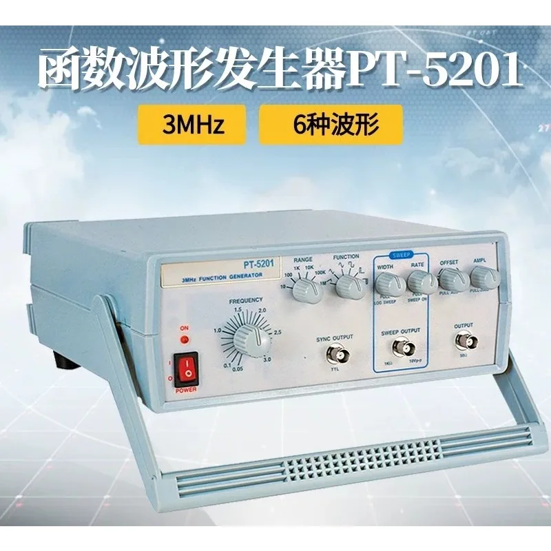 PT-5201 Function Generator 3MHz, 6 Waveform Signal Source with Frequency Counter, Square Pulse TTL Output for Lab Test