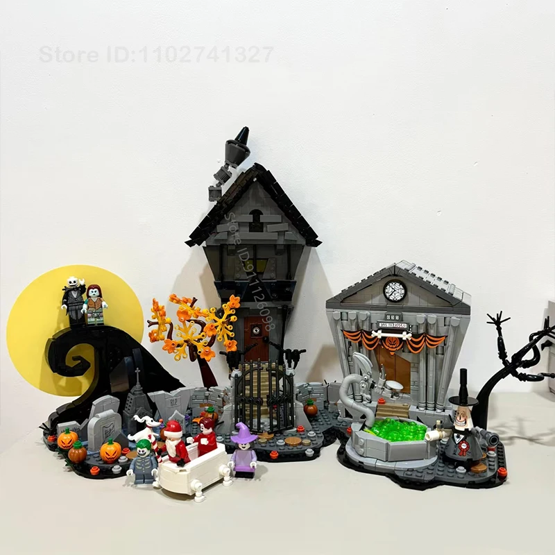 Moc 21351 Nightmare Before Christmas House Building Blocks Set Fantasma Scheletro Capanna Mattoni Fai Da Te Giocattoli Per Bambini Regalo di Halloween