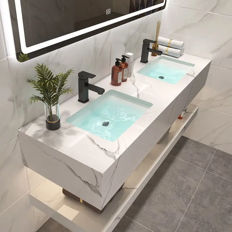 

Public bathroom washbasin wsimple double basin washbasin wall-mounted