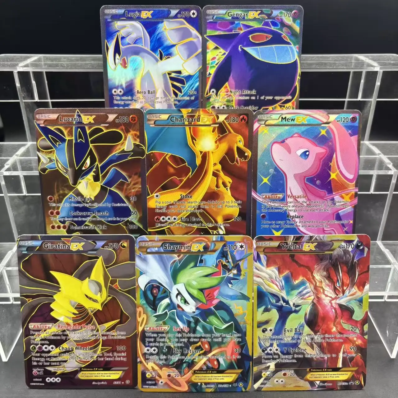 8 Teile/satz Ptcg Ex Lugia Gengar Giratina Charizard Mew Englisch Flash Karte Lucario Diy Selbst Made Anime Sammlung Karte
