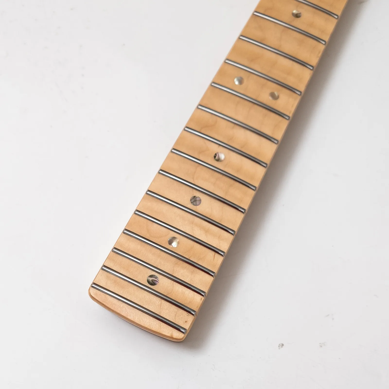Natural Flamed Maple Guitar Neck 25.5 Inch 22 Medium Jumbo Frets Bone Nut Modern C Gloss