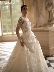 Vintage A-line Long Wedding Dress With Detachable Jacket Lace Appliques Bride Robe Glitter Bridal Gown Customized Robe De Mariée