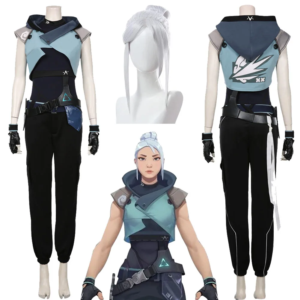 Jett Frauen Perücke Cosplay Spiel Valor ant Erwachsenen Fantasia Kostüm Rollenspiel Handschuhe Outfits Overall Halloween Karneval Party Kleidung