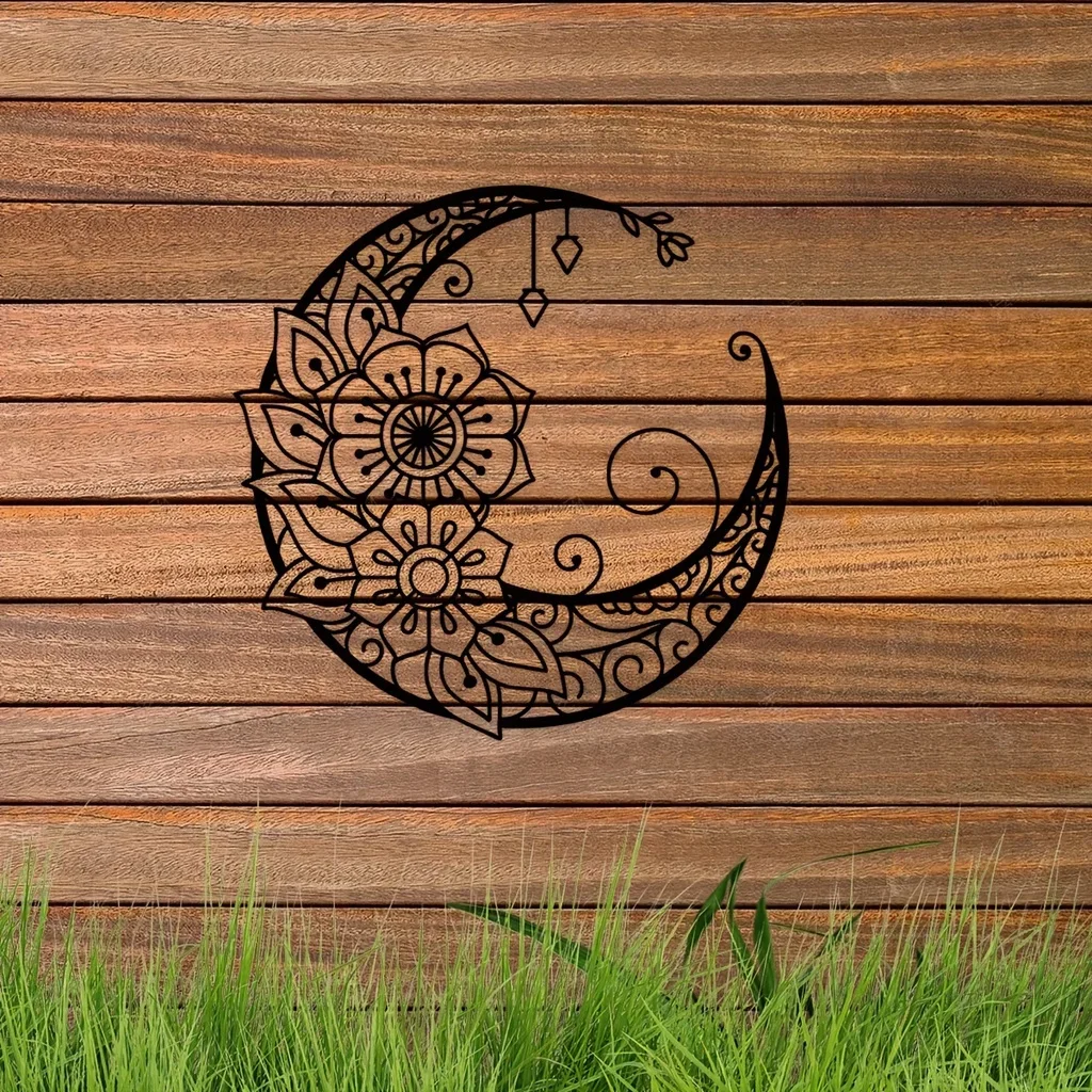 Arte pendurada na parede do tema da lua, Metal preto, decoração Home clássica, decorações internas, sala de estar, decoração Home