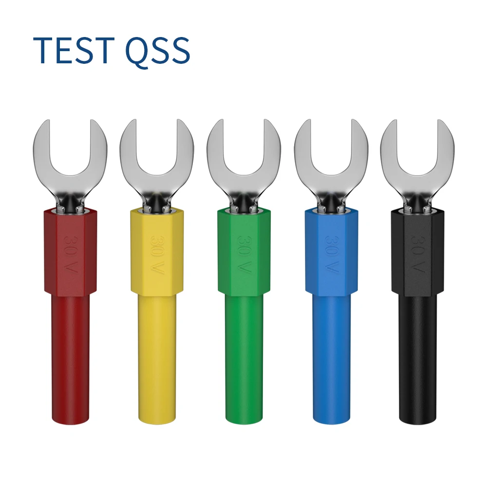 QSS 10PCS 6MM Insulated Fork Spade U-Type Wire Connector Electrical Crimp Terminal Y Spade Plug Copper Banana Socket 4MM Q.20016