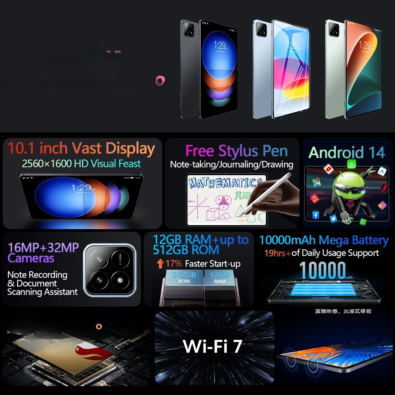 Fonte di computer tablet da 10,1 pollici bluetooth intelligente a otto core