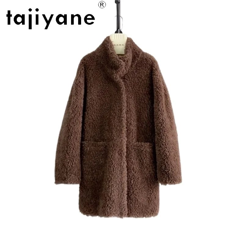 TAJIYANE Cappotti di lana naturale al 100% per donna Stile coreano Colletto alla coreana Tosatura delle pecore Giacca invernale Abbigliamento donna 2025 шрость