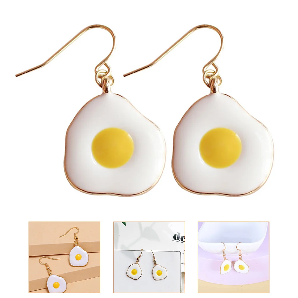 

Poached Egg Earrings Dangle for Women Fried Drop Jewelry Decorative Girls Alloy Man Funny