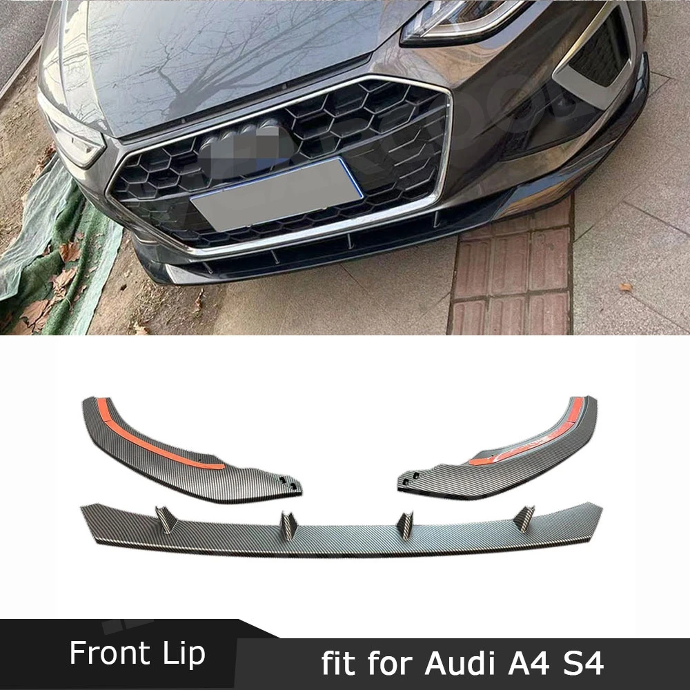 

JMCARCOOL для Audi A4 Sline S4 2020-2025, нестандартный глянцевый черный передний бампер, диффузор для губ, спойлер, защита, Стайлинг автомобиля