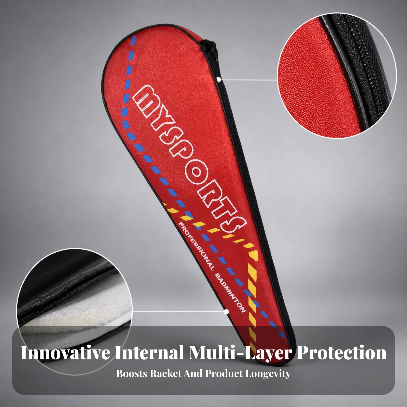 Badminton Racket Bag Single Shoulder Strap Badminton Racquet Bag Sports Gear Slim Teardrop-Shaped