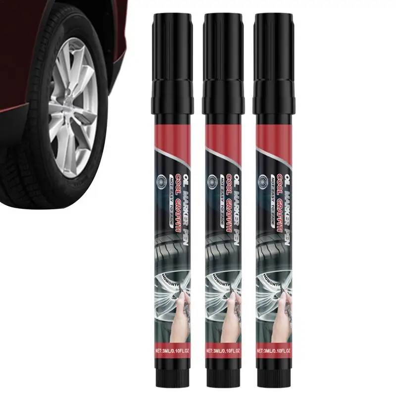 Black Marker For Tires Black Car Tire Marking Pen 3X Wear-Resistant Wheel Marker Car Accessories Creative Tire Marking Pen