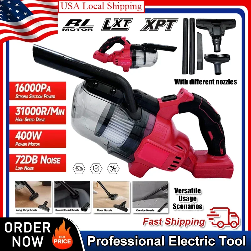 

Fit Milwaukee LED Cordless Electric Vacuum Cleaner Portable Household Industrial Construction Cleaning Tool 18v Battery