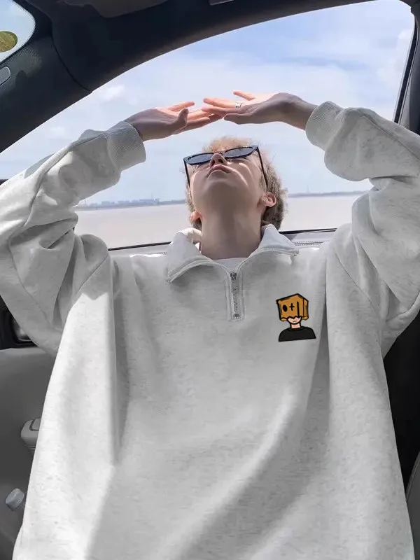 

Oversize 300 Pou Men's Hoodie f Zipper Fce Autumn Winter Casual Loose Fit Faionable Printed Cotton Sweatirt