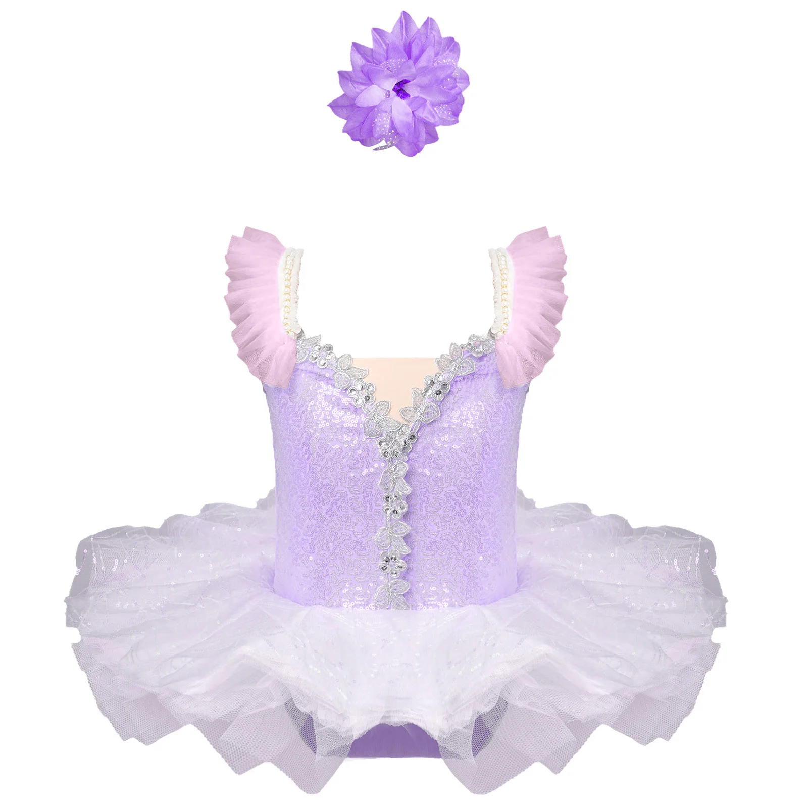 

Ballet Leotard Dance Tutu Dress for Girls Snowflake Shiny Skirt Ballerina Children Cosplay Dress Stage Performance Shows Costume
