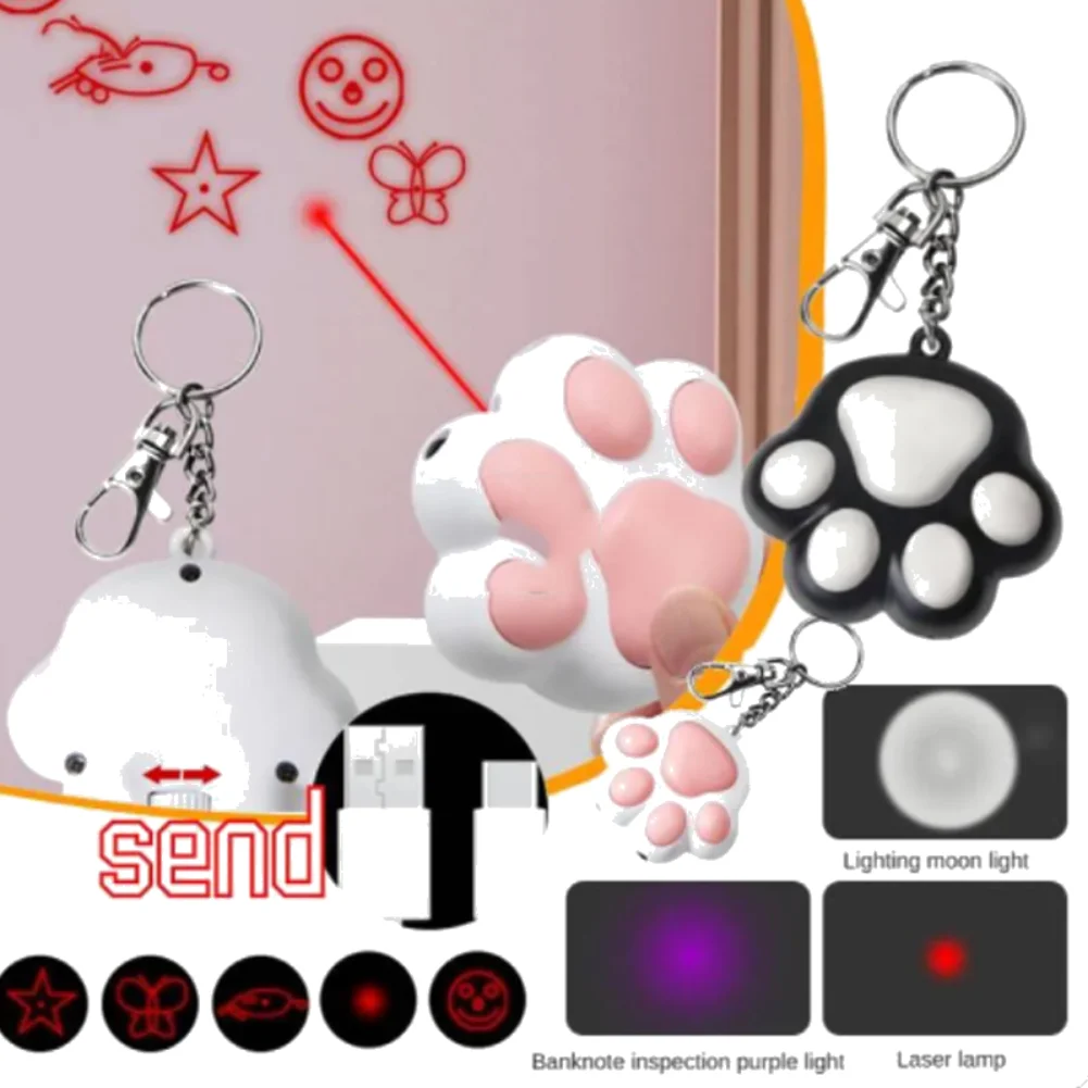 Cat Toys USB Rechargeable LED Laser Toy Transform Pattern for Cats Interactive Funny Kitten Training Laser Toy Cat Accessories