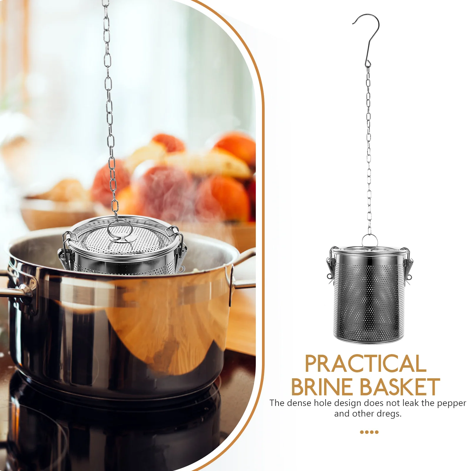 

1Pcs Stainless Steel Brine Basket High Temperature Resistant Household Spice Holder for Tea Chinese Medicine Soup Kitchen