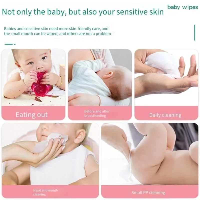 مناديل مبللة سميكة لليدين والفم للأطفال - مناديل تنظيف محمولة متخصصة للرضع مناديل أطفال لطيفة وآمنة للاستعمال مرة واحدة #4