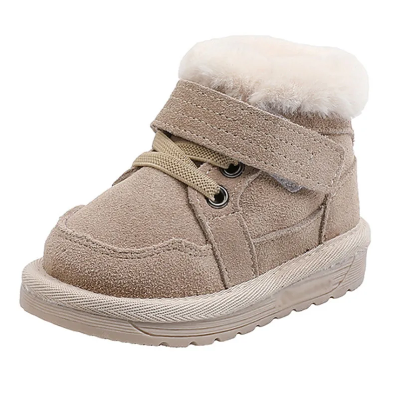 New Winter Baby Snow Boots Unisex Leather Cute Boys Girls Shoes Warm Cotton Kids Sneakers Soft Bottom Toddler Baby Shoes