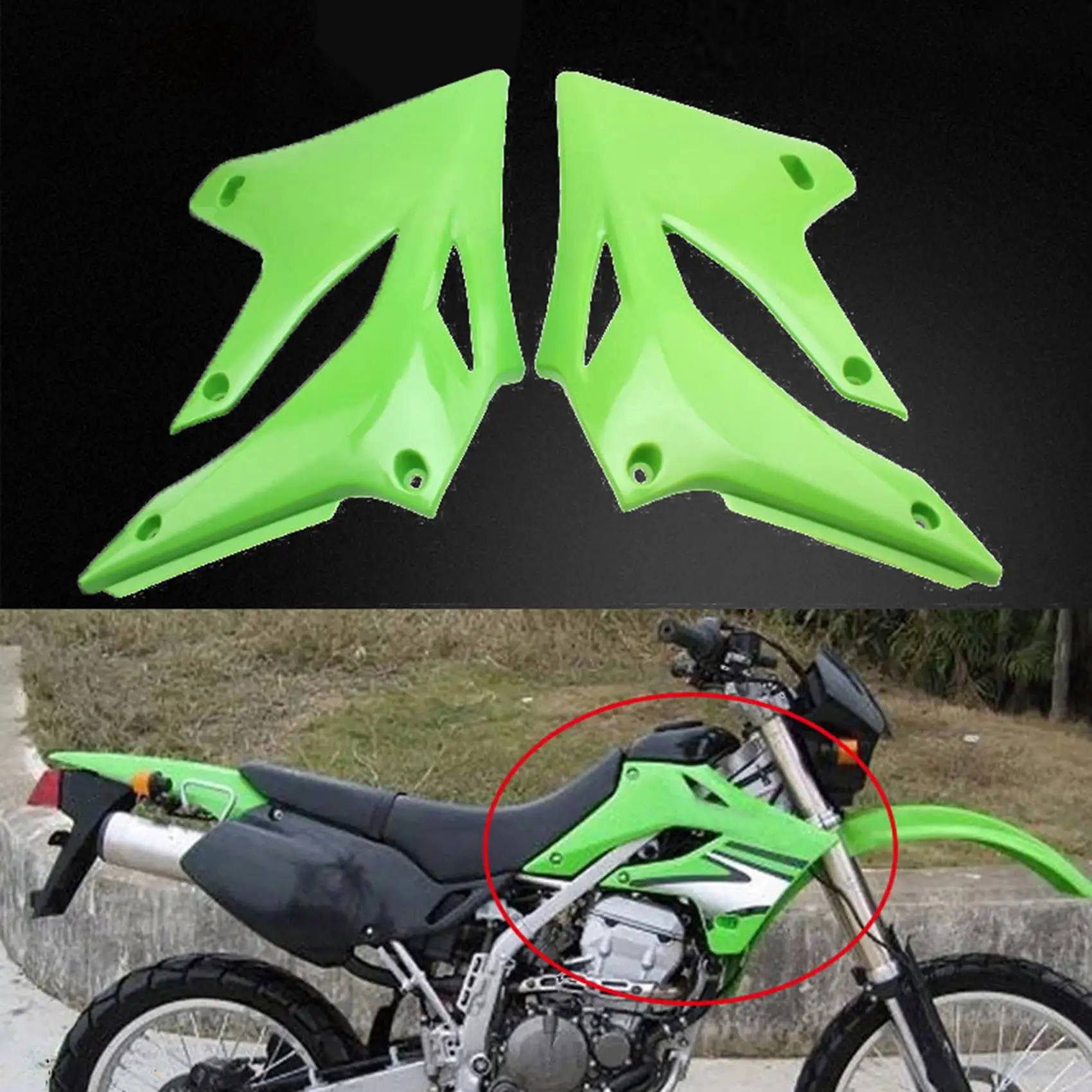 1 Pair Motorcycle ABS Front Side Cover Fuel Tank Body Plate Guard for Kawasaki KLX300 KLX250 1993 - 2007(White)