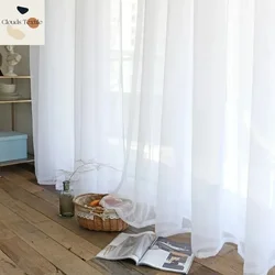 White Tulle Sheer Curtains for Living Dining Room Bedroom Yarn transparentes Voile door screen windows screens blind