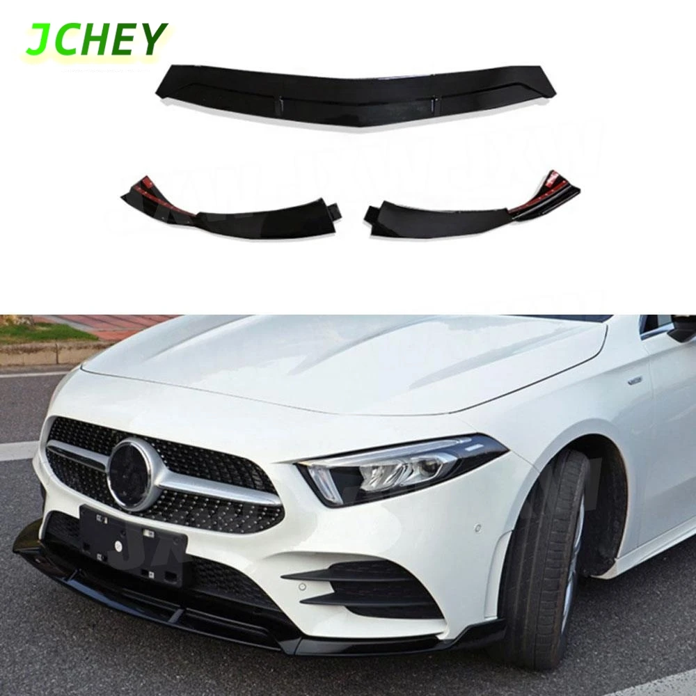 

JCHEY 3 шт. комплект кузова из АБС-пластика, передний спойлер для губ, передний бампер, разделитель подбородка для Mercedes-Benz A Class W177 Sport A45 для AMG 2019 2020