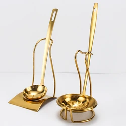 Imitation Copper Long Handle Colander Shelf Stainless Steel Gold-plated Spoon Household Hot Pot Restaurant Rice Spoon Tableware