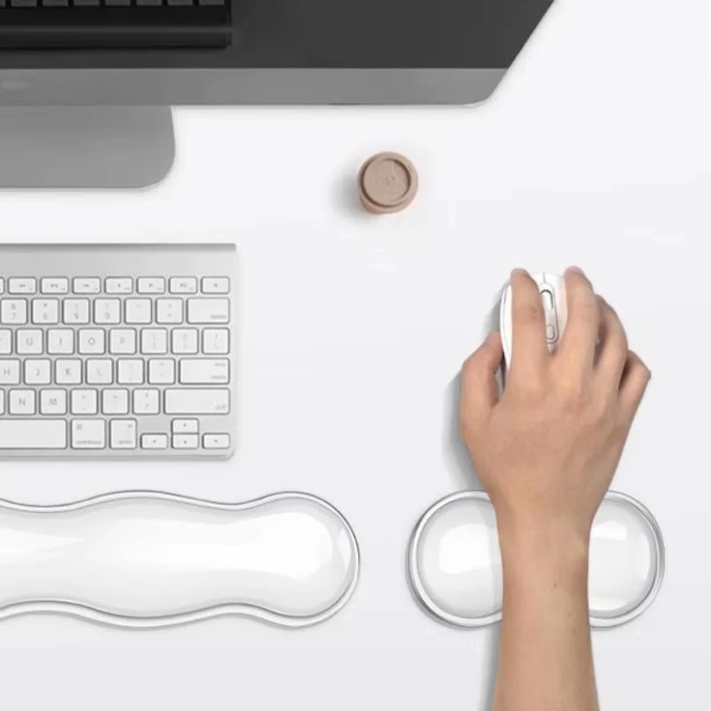 Silicone Mouse Pad With Keyboard Anti Slip Transparent Base For Office Home Laptops Computer Desk Mat Wrist Rest Pad Accessories