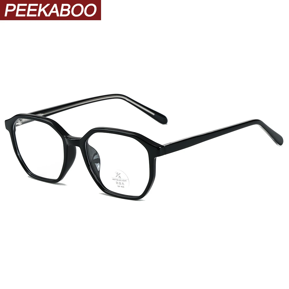 

Peekaboo male blue light blocking glasses square men black grey acetate fashion glasses frame women polygon TR90 accessories