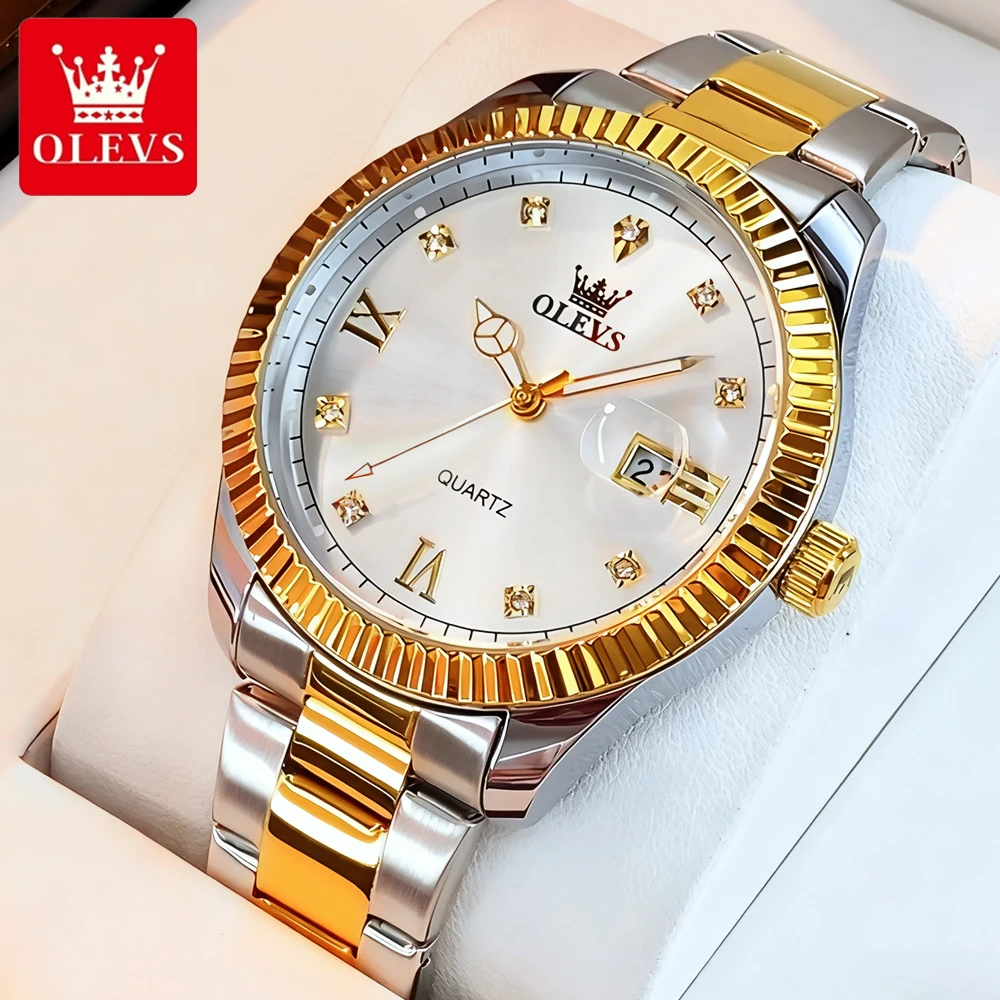 OLEVS Orologi da uomo 5606G Top Brand Classico Moda Orologio al quarzo originale per uomo Texture Lunetta filettata Impermeabile Data luminosa