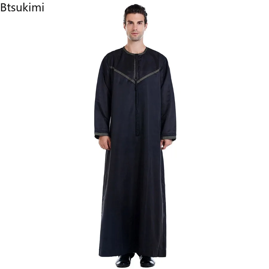 Muslim Fashion Abayas for Men Jubba Thobe Long Dress Pakistan Dubai Arab Kaftan Long Robes Islamic Clothing Ramadan Prayer Gowns