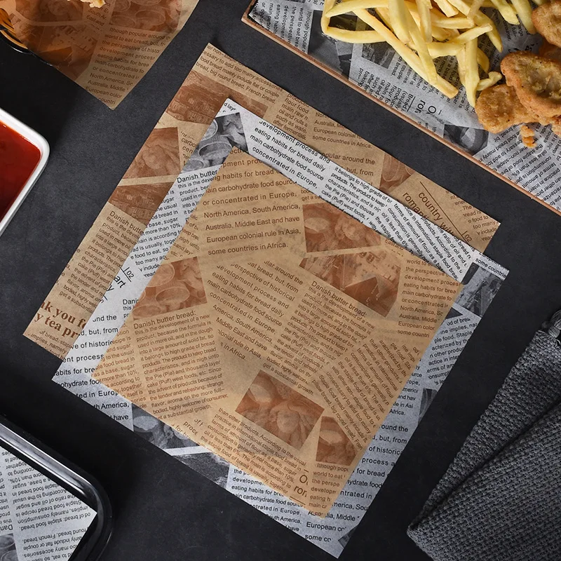 Burgers greaseproof paper pad paper commercial English newspaper snacks French fries bread baking