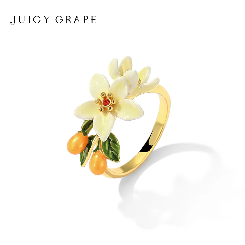 

Juicy Grape Handmade Enamel Flower Rings for Women Exquisite 18K Gold Plated Design Elegant Versatility for Party Daily Wear