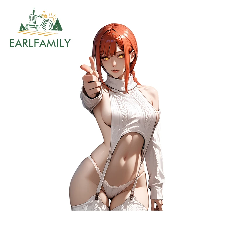 

EARLFAMILY 13 см x 6,7 см Makima Hentai автомобильные наклейки Booty белые трусики Аниме Ahegao забавная наклейка на лобовое стекло водонепроницаемый Декор