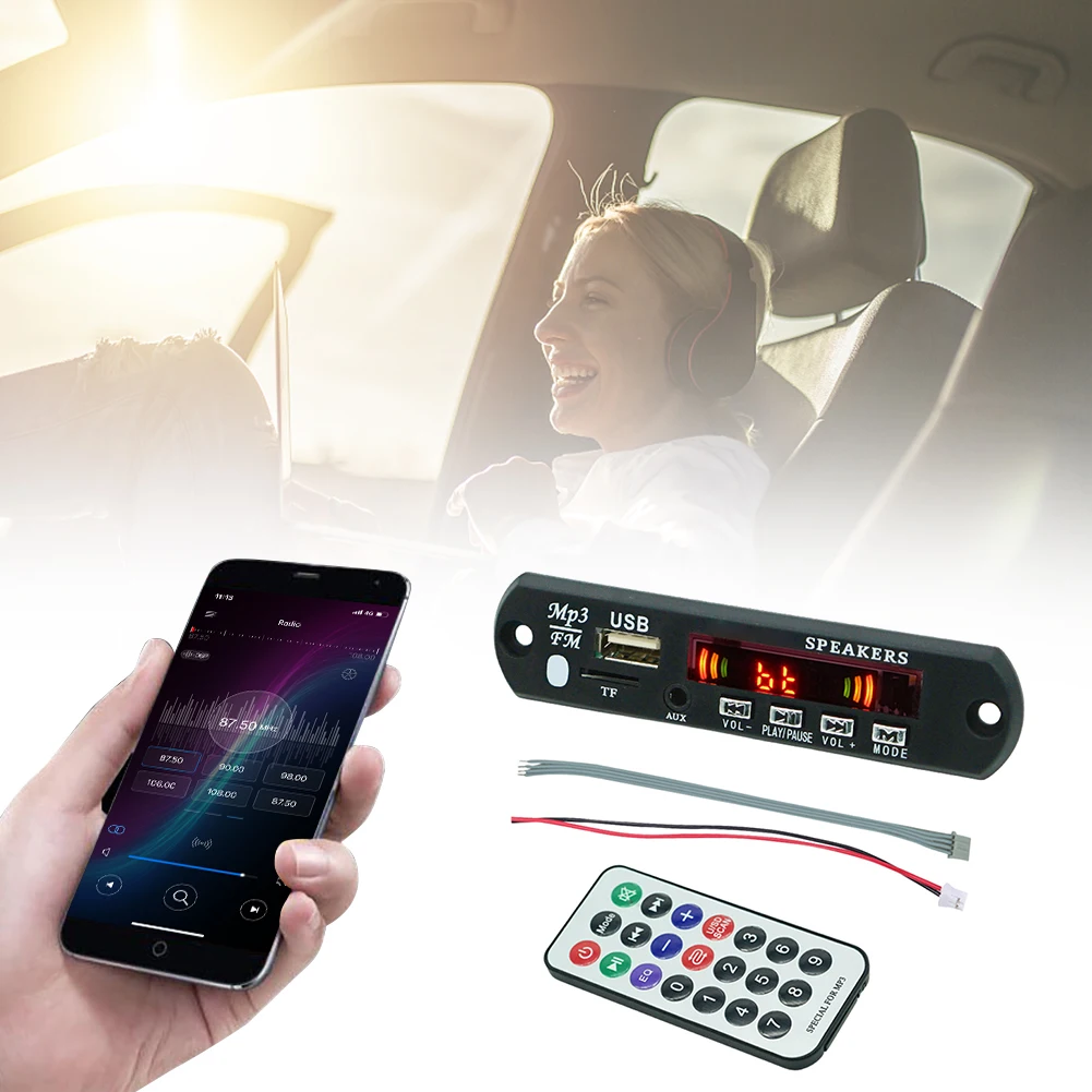 Carte décodeur audio MP3 WMA pour voiture, carte TF USB, technologie radio FM, télécommande sans fil, Bluetooth 5.0, 5V, 12V