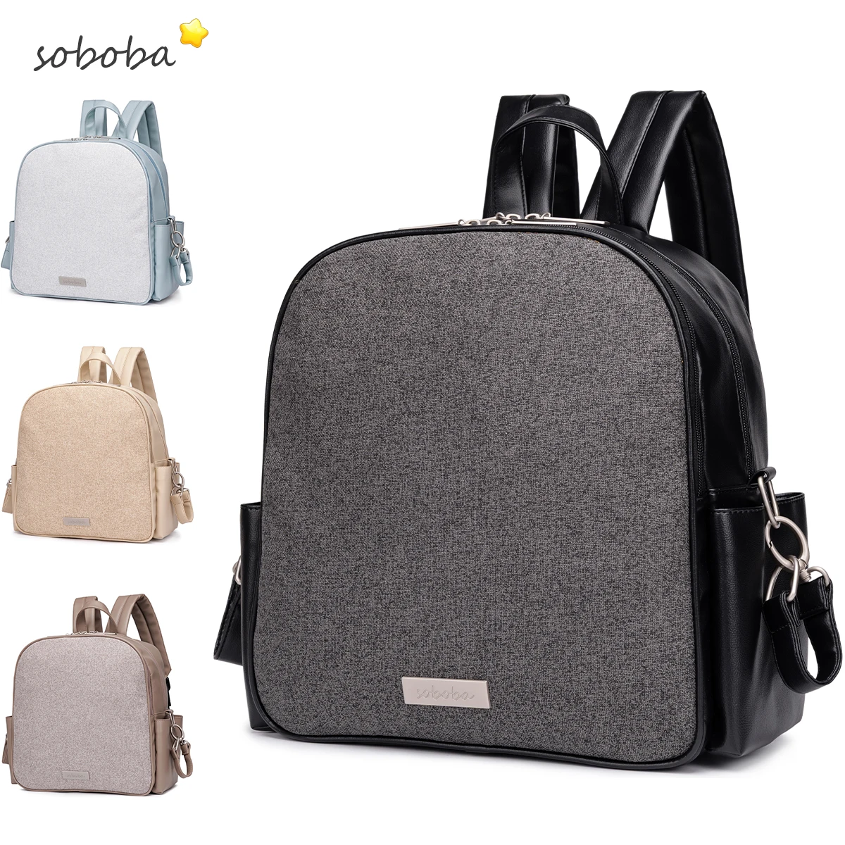 Multifunctional Diaper Bag Backpack Stylish Maternity Nappy Backpack Large Capacity Mommy Travel Bag with Stroller Clips