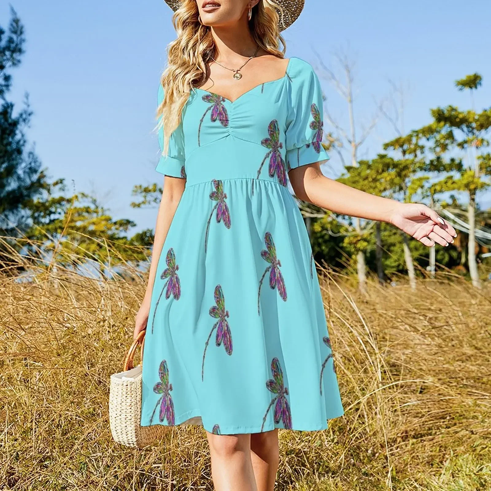 Neon Dragonfly - Turquoise Sleeveless Dress luxury dresses Clothing female evening dress woman Dress