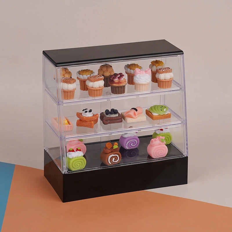 Expositor de pastelería en miniatura; Decoración de panadería para casa de muñecas, juguete modelo de comida de cocina para niñas