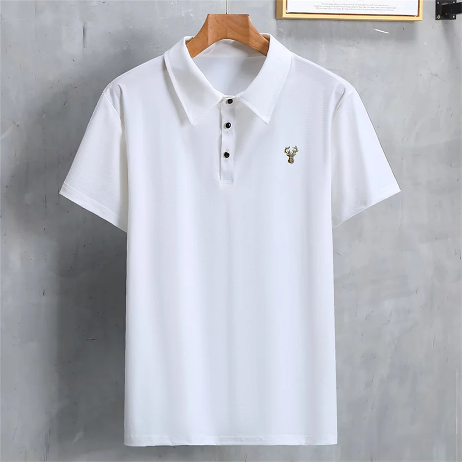 Summer Polo Shirts Men 10XL 11XL Short Sleeve Polo Shirts Male Black Solid Color Polo Shirts Big Size