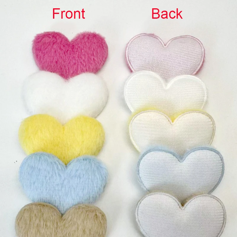 40 Stück 6x5CM Flauschige Filz-Herz-Applikationen, Polsterung für Haarspangen, Taschen, Hüte und Accessoires – Detail 5