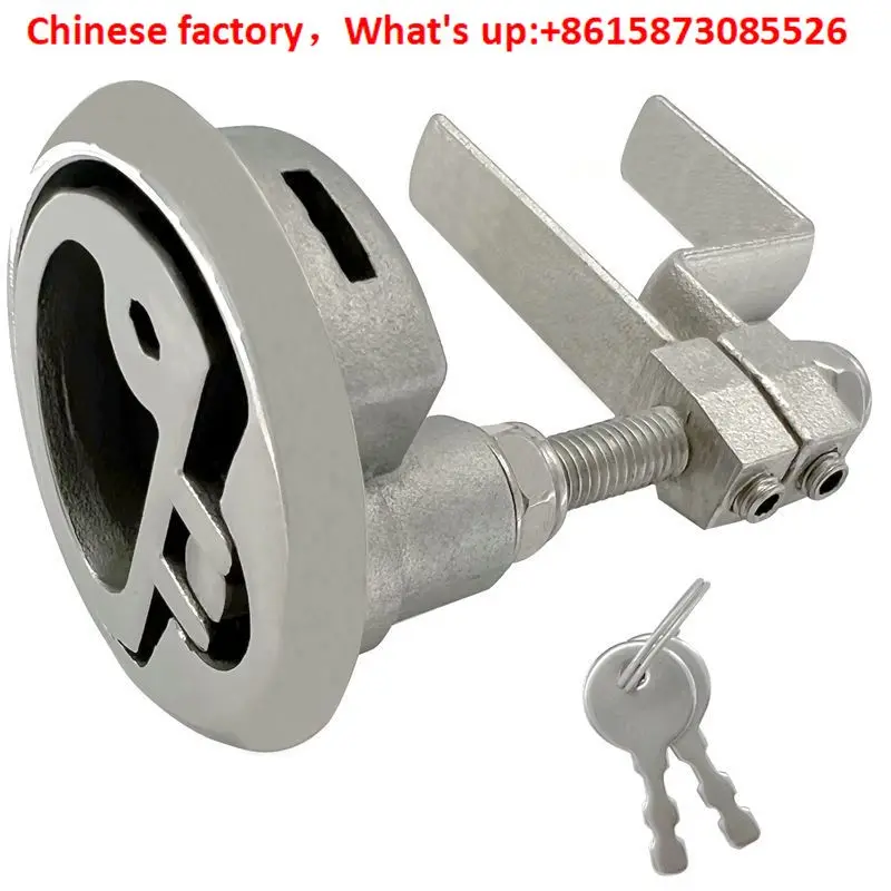 316 stainless steel ship with curved key handle lock yacht floor lock 2-inch round deck lock handle pull ring