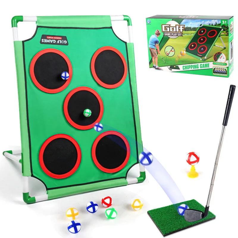 เกมกอล์ฟครอบครัวแบบพัตต์ ของเล่นกีฬาแบบอินเทอร์แอคทีฟสำหรับพ่อแม่ลูก พร้อมเสื่อและเป้าหมาย กิจกรรมสนุกๆ ทั้งในร่มและกลางแจ้งสำหรับทุกเพศทุกวัย