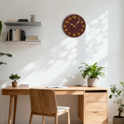 Vintage Dark Wood Wall Clock Elegant Metal Hands Retro Luxury Decor For Living Room Office Silent Non-Ticking Clock