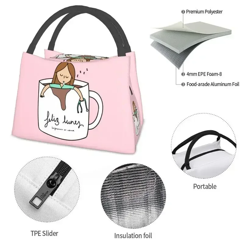 Enfermera En Apuros Insulated Lunch Bag for Women Leakproof Student Nurse Medical Medicine Thermal Cooler Lunch Tote