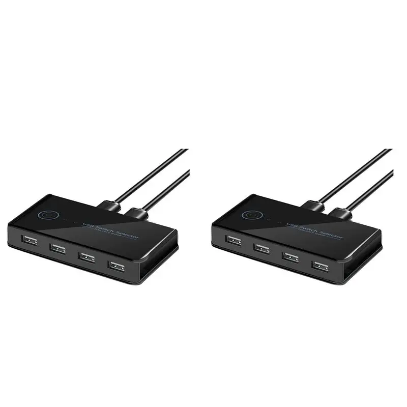 Commutateur KVM USB X64A-2X, commutateur partagé USB 2 entrées 4 sorties pour ordinateur portable, clavier, souris, imprimante, adaptateur de concentrateur USB 2.0